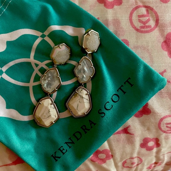 Kendra Scott Jewelry - Dangle white Kendra Scott earrings- Clip on